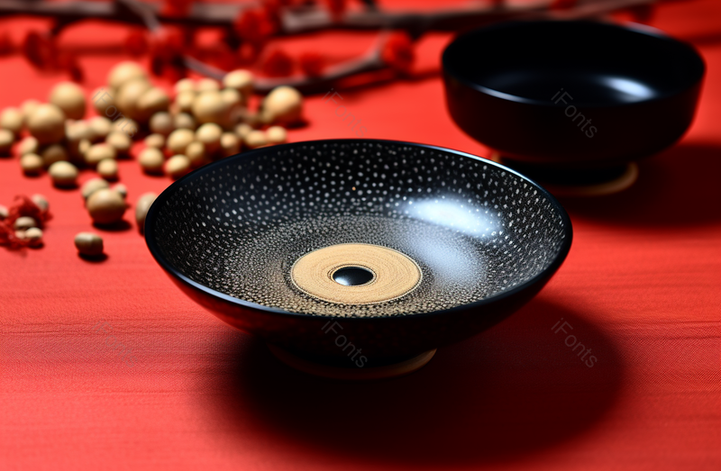 一个酒碗酒盏放在红色的背景上面,高清,摄影图,摄影图片,图片大全,摄影图免费下载
